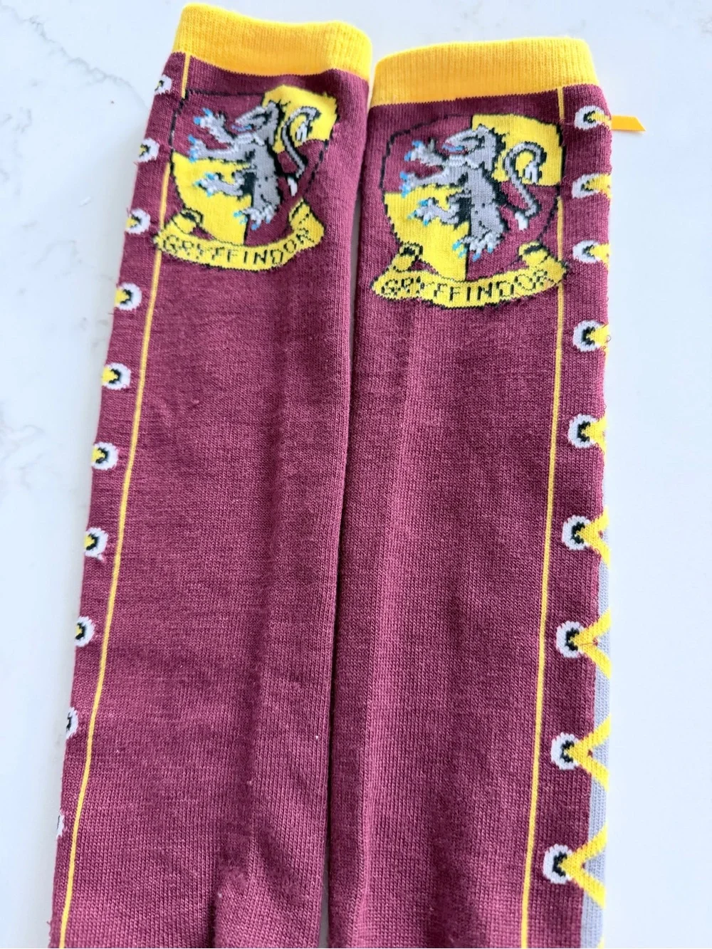 Hufflepuff Maroon & Yellow Lace-Up Knee High Socks
